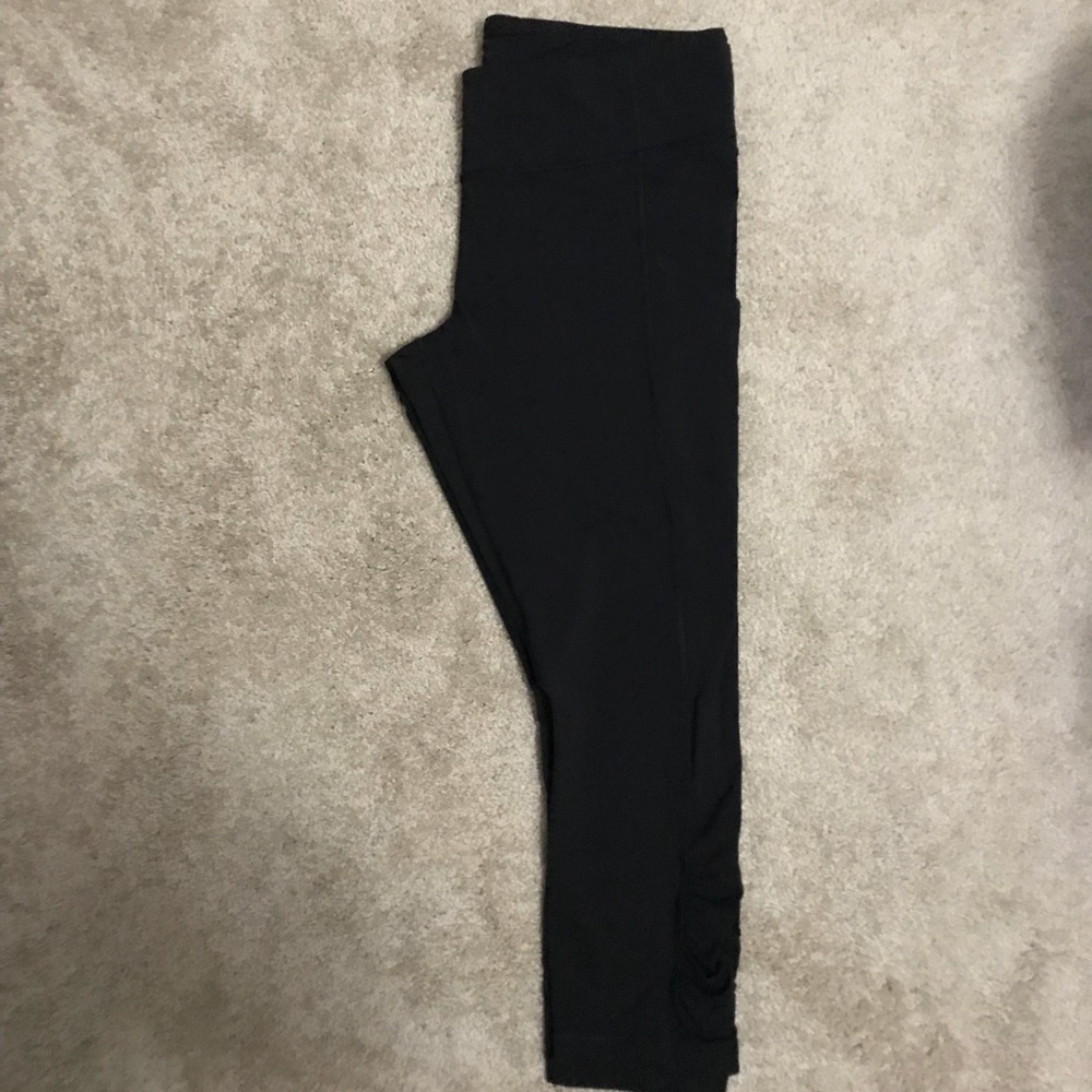 Women’s black Lululemon leggings.
